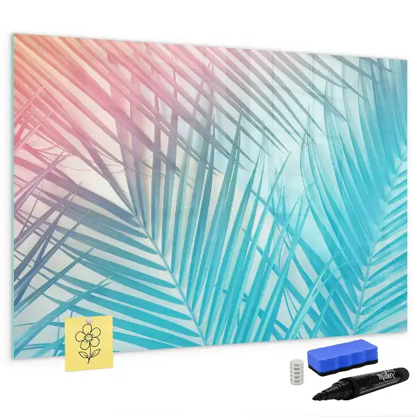 Magnetic glass dry erase board tropical palm design