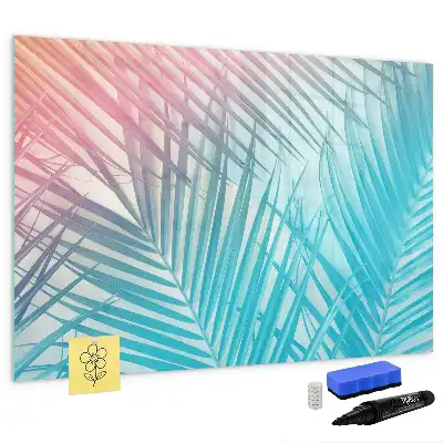 Magnetic glass dry erase board tropical palm design