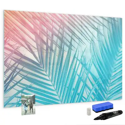 Magnetic glass dry erase board tropical palm design