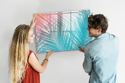 Magnetic glass dry erase board tropical palm design
