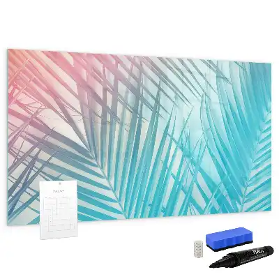 Magnetic glass dry erase board tropical palm design