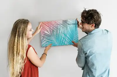 Magnetic glass dry erase board tropical palm design