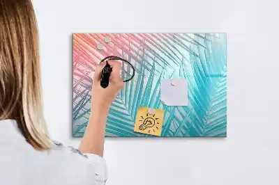 Magnetic glass dry erase board tropical palm design