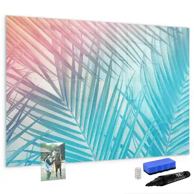 Magnetic glass dry erase board tropical palm design