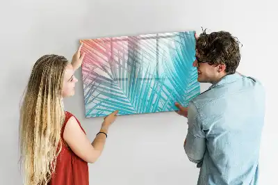 Magnetic glass dry erase board tropical palm design