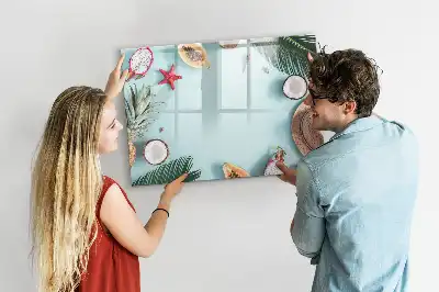 Magnetic glass dry erase board summer composition design