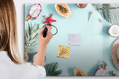 Magnetic glass dry erase board summer composition design