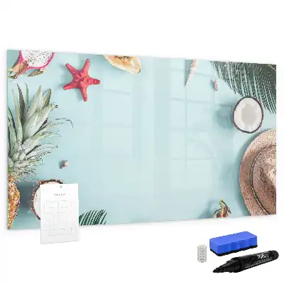Magnetic glass dry erase board summer composition design