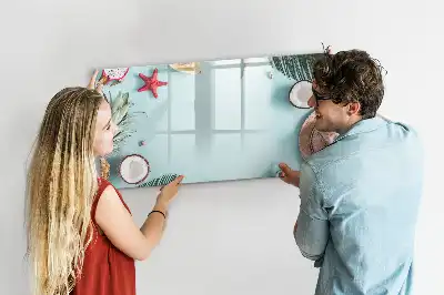 Magnetic glass dry erase board summer composition design