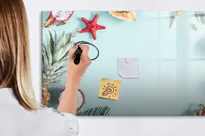 Magnetic glass dry erase board summer composition design