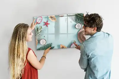 Magnetic glass dry erase board summer composition design