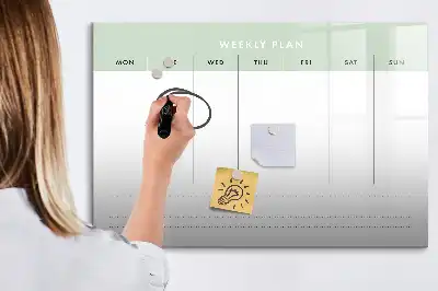 Magnetic glass dry erase board weekly planner