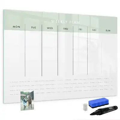 Magnetic glass dry erase board weekly planner