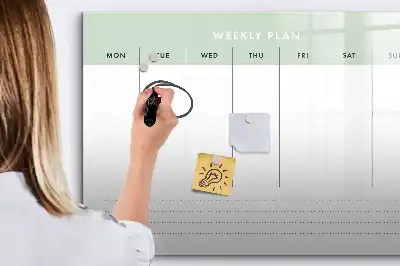 Magnetic glass dry erase board weekly planner