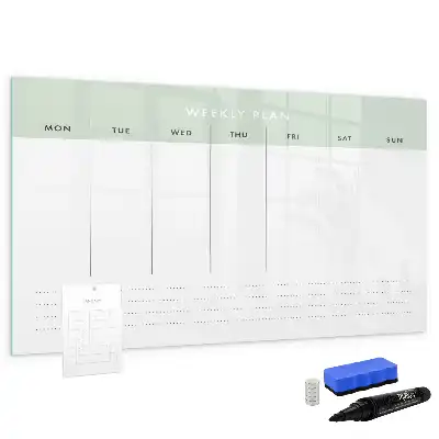 Magnetic glass dry erase board weekly planner