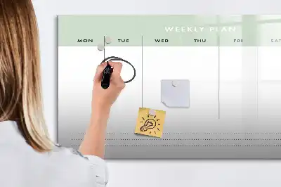 Magnetic glass dry erase board weekly planner