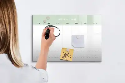 Magnetic glass dry erase board weekly planner