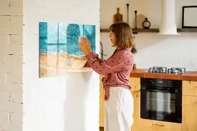 Magnetic marker board sea beach people design