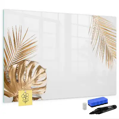 Magnetic glass dry erase board exotic leaves design