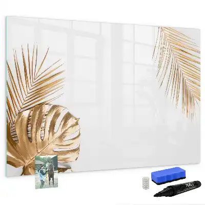 Magnetic glass dry erase board exotic leaves design