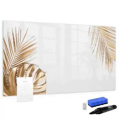 Magnetic glass dry erase board exotic leaves design