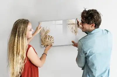 Magnetic glass dry erase board exotic leaves design