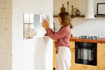 Magnetic glass dry erase board exotic leaves design