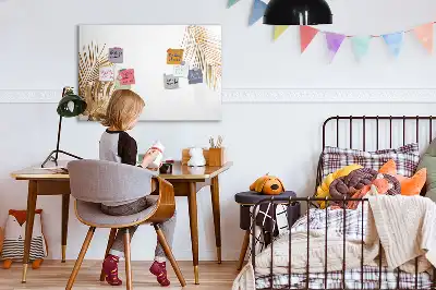 Magnetic glass dry erase board exotic leaves design