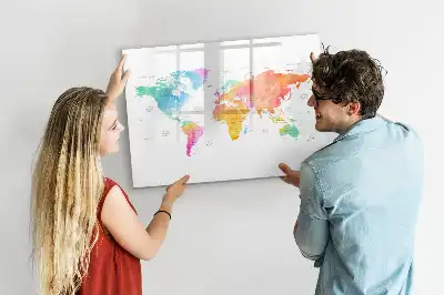 Magnetic marker board watercolor world map design