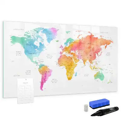 Magnetic marker board watercolor world map design