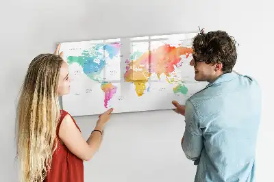 Magnetic marker board watercolor world map design