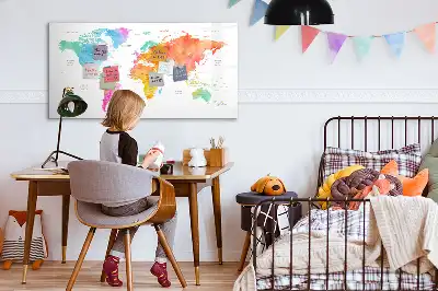 Magnetic marker board watercolor world map design