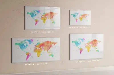 Magnetic marker board watercolor world map design