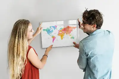 Magnetic marker board watercolor world map design