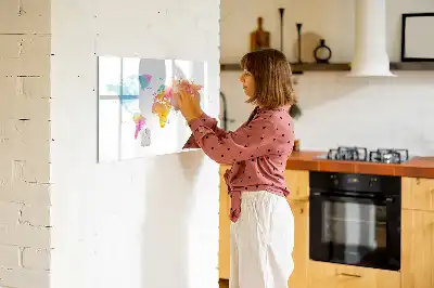 Magnetic marker board watercolor world map design
