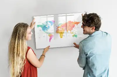 Magnetic marker board watercolor world map design