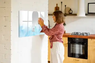 Magnetic glass dry erase board with painted spots design