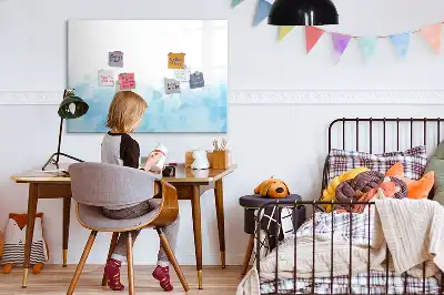 Magnetic glass dry erase board with painted spots design