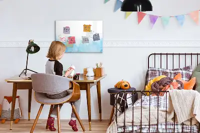 Magnetic glass dry erase board with painted spots design