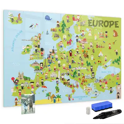 Magnetic world map with flags marker board