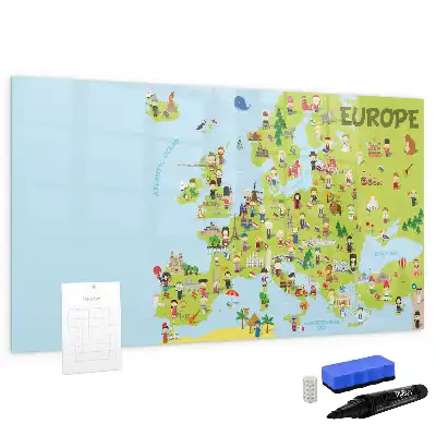 Magnetic world map with flags marker board