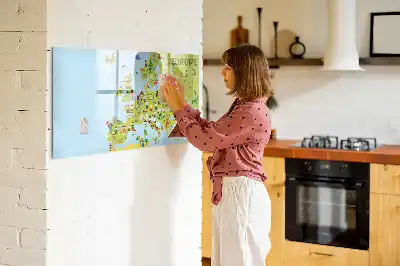 Magnetic world map with flags marker board