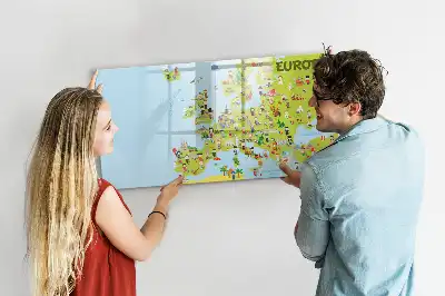 Magnetic world map with flags marker board
