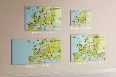 Magnetic world map with flags marker board