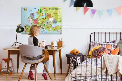 Magnetic world map with flags marker board