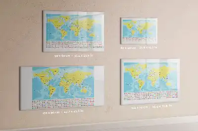 Magnetic glass dry erase board with a world map design