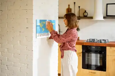 Magnetic world map whiteboard classic style