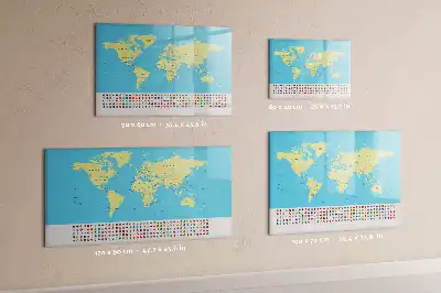 Magnetic world map whiteboard classic style