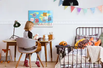Magnetic world map whiteboard classic style