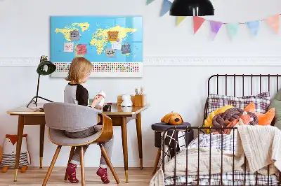 Magnetic world map whiteboard classic style